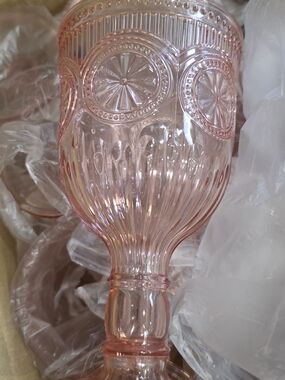 Pink Pressed Glass Goblet